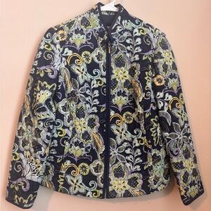 Requirements  Floral Light  Bomber Jacket Cardigan Navy Blue